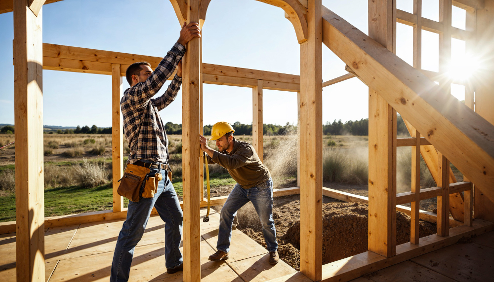 Montage ossature bois chantier